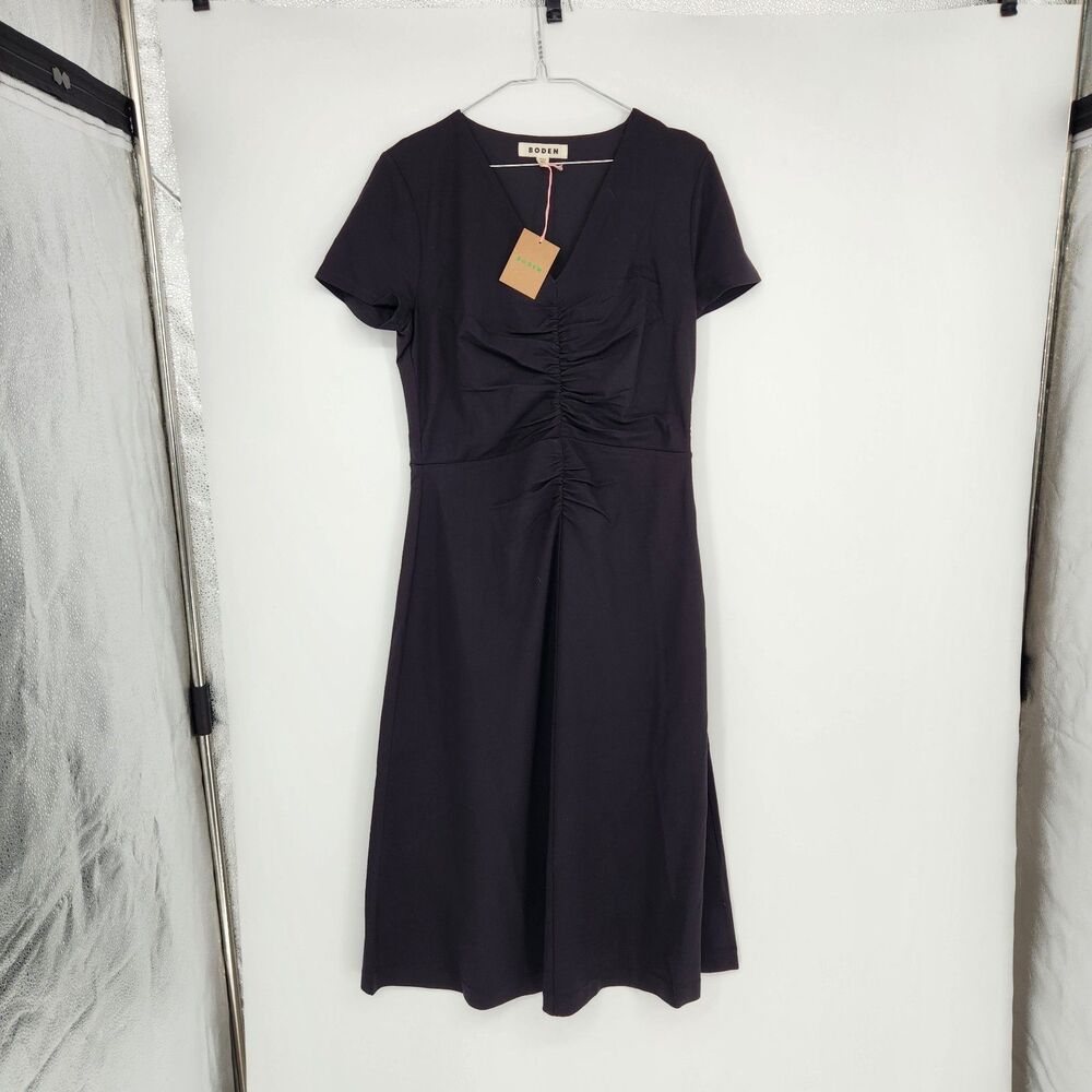 Boden US 8P Black Una Ruched Front Ponte Dress NWT‎